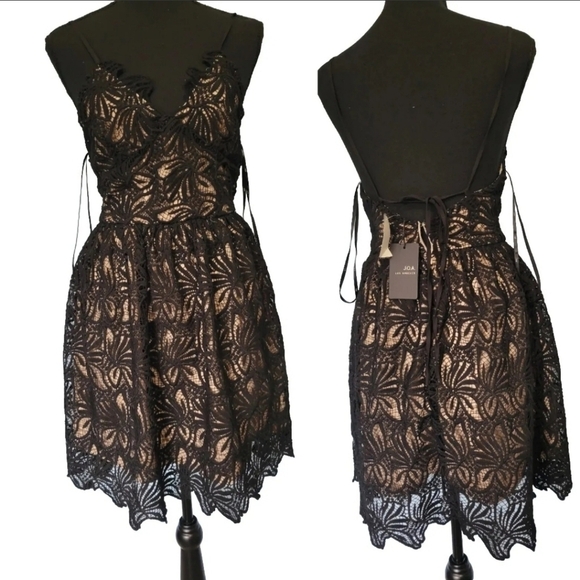 J.O.A. Los Angeles Lace Halter Dress in Black Size XS - Picture 1 of 10